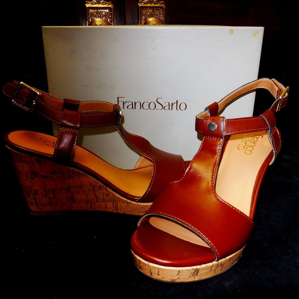 Franco Sarto Cork Wedge Sandals Size 8